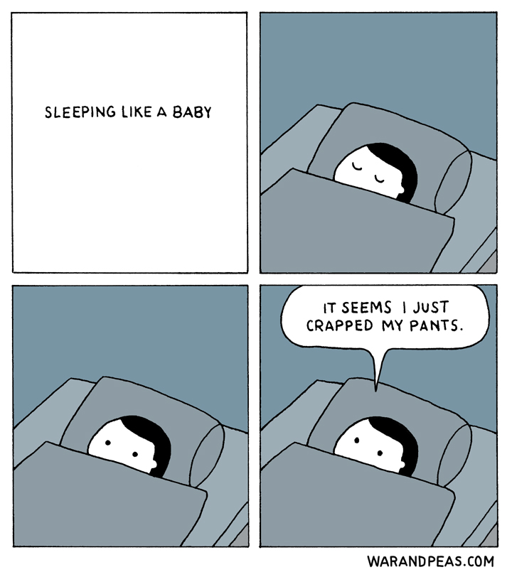 war-and-peas-sleeping-like-a-baby-crap-bed-shit-literally-funny-webcomic