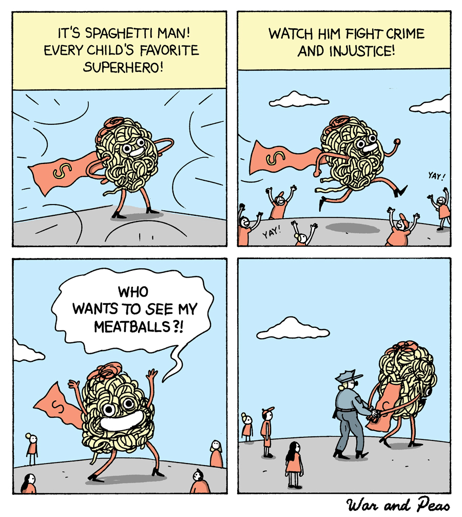 War and Peas - Spaghetti Man - Elizabeth Pich and Jonathan Kunz