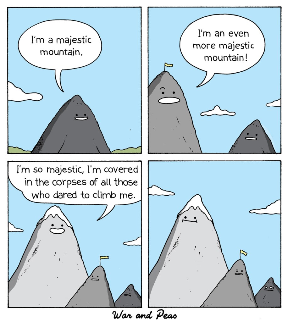 Funny 4-panel webcomic about competing mountains