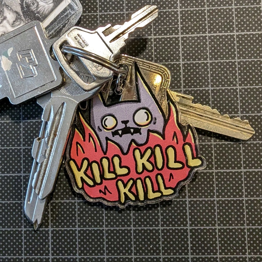 acrylic cat charm with keys