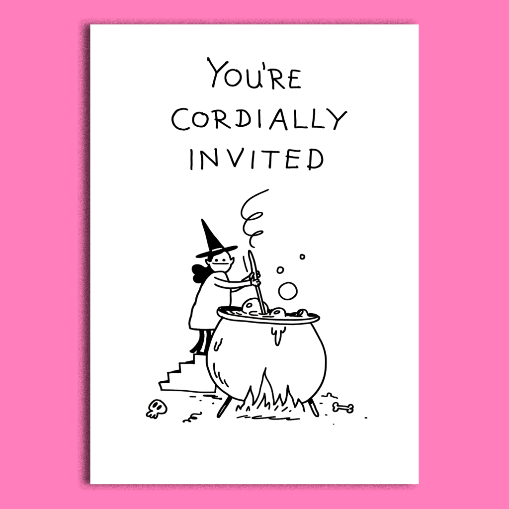 cordially invitation greeting card witches party